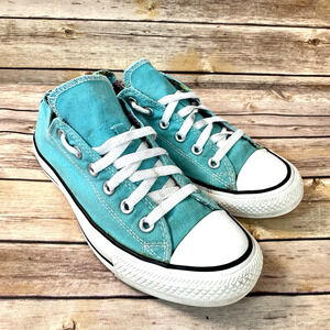 Converse Chuck Taylor All Star Womens Turquoise Low Toe Floral Lined Sneakers 9